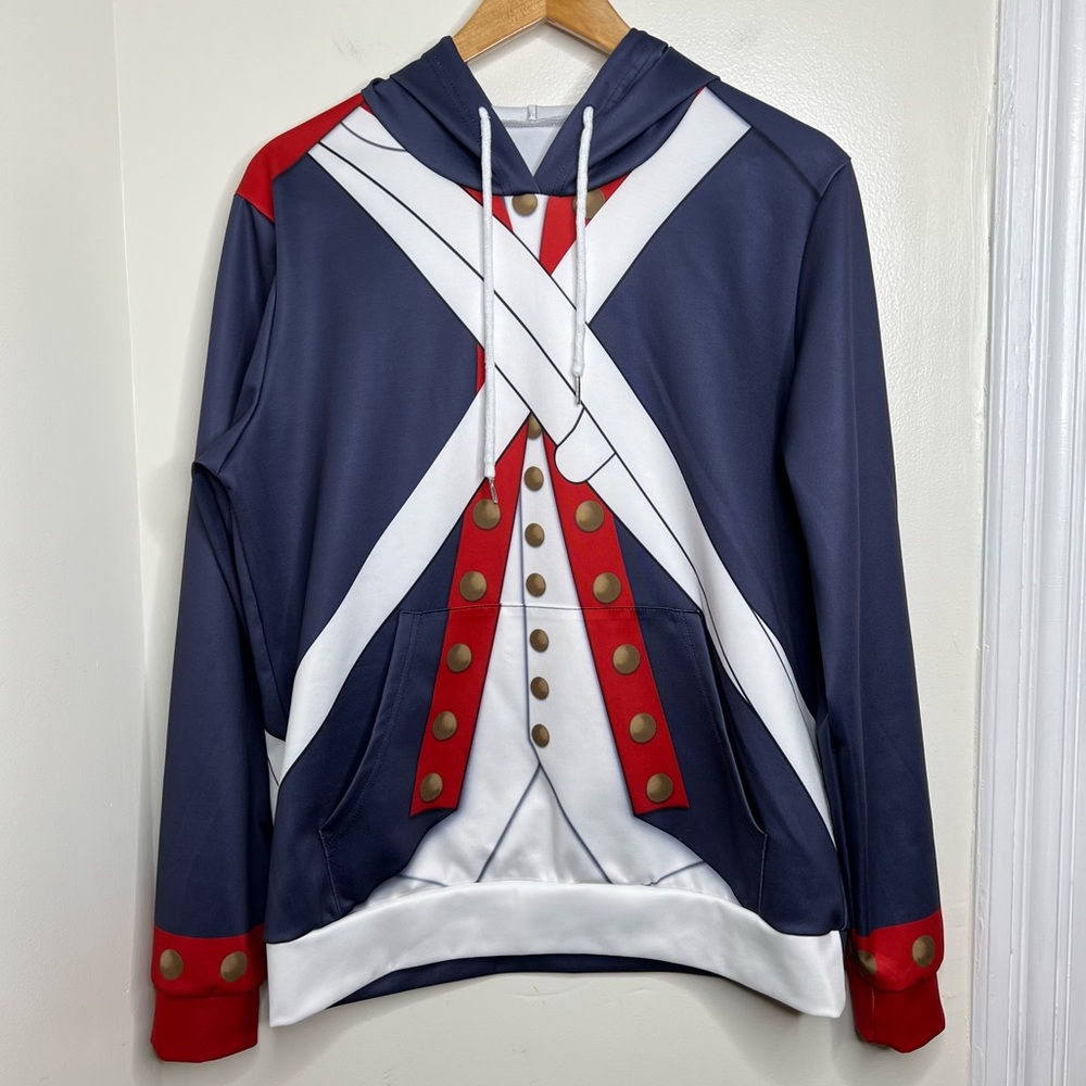 Historical Hoodie Revolutionary War Uniform Costume Cosplay Halloween History
